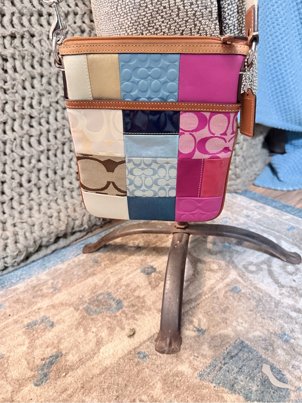 Coach Patchwork Multicolor Crossbody with Tan Trim